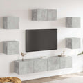 7-tlg. TV-Schrank-Set Betongrau Holzwerkstoff