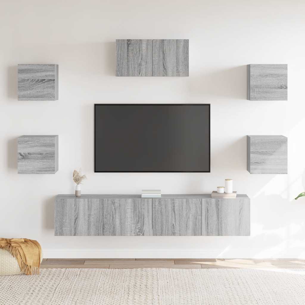 7-tlg. TV-Schrank-Set Grau Sonoma Holzwerkstoff