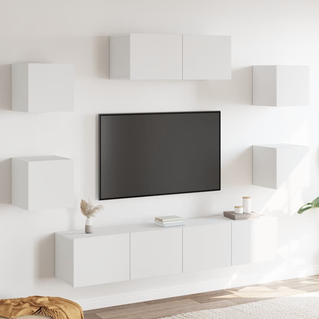 7-tlg. TV-Schrank-Set Weiß Holzwerkstoff