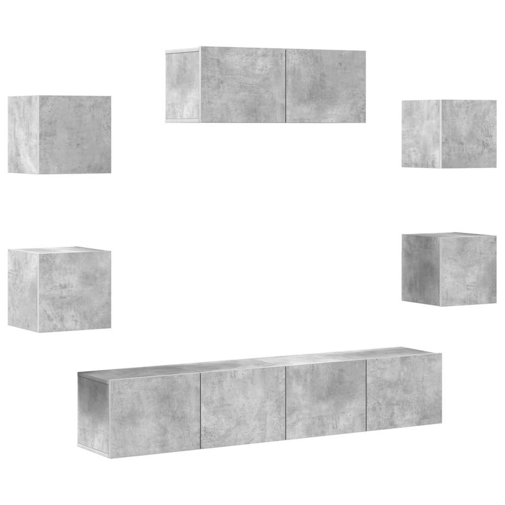 7-tlg. TV-Schrank-Set Betongrau Holzwerkstoff