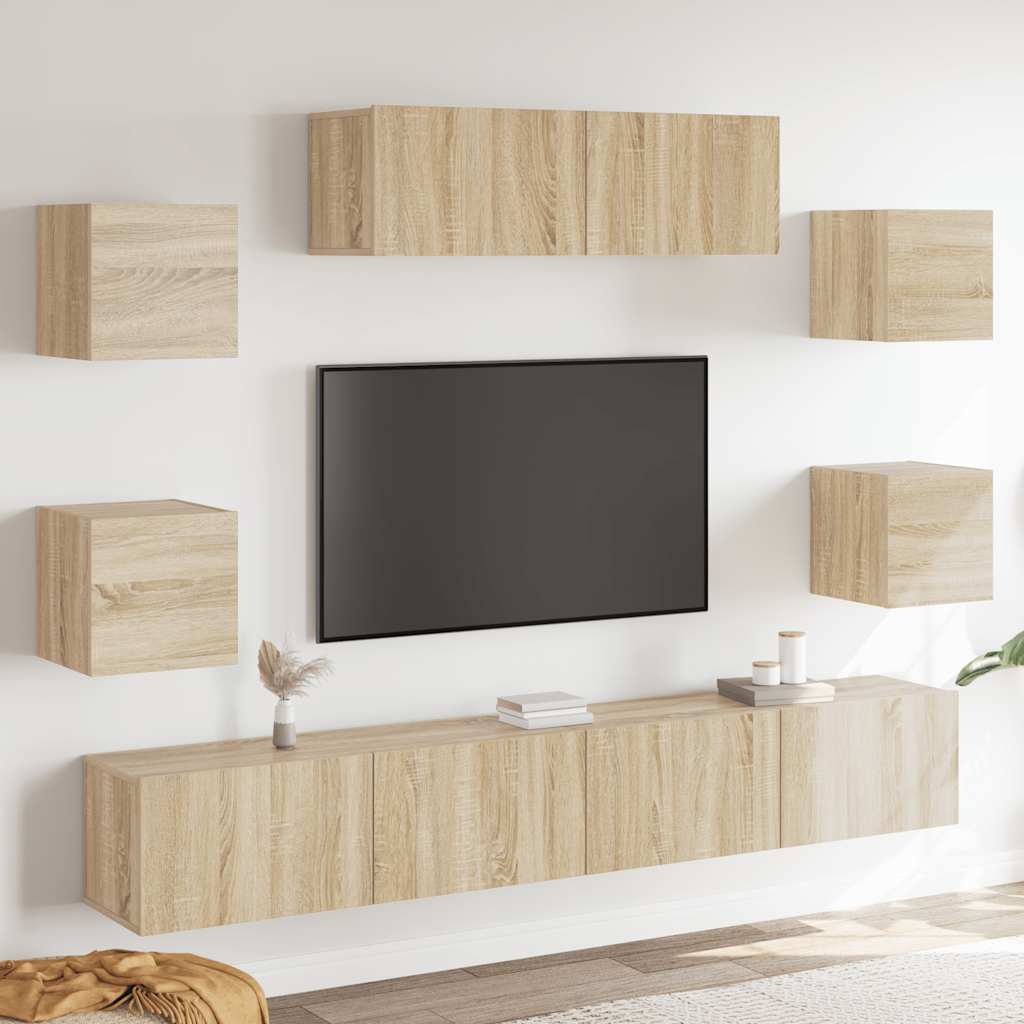 7-tlg. TV-Schrank-Set Sonoma-Eiche Holzwerkstoff