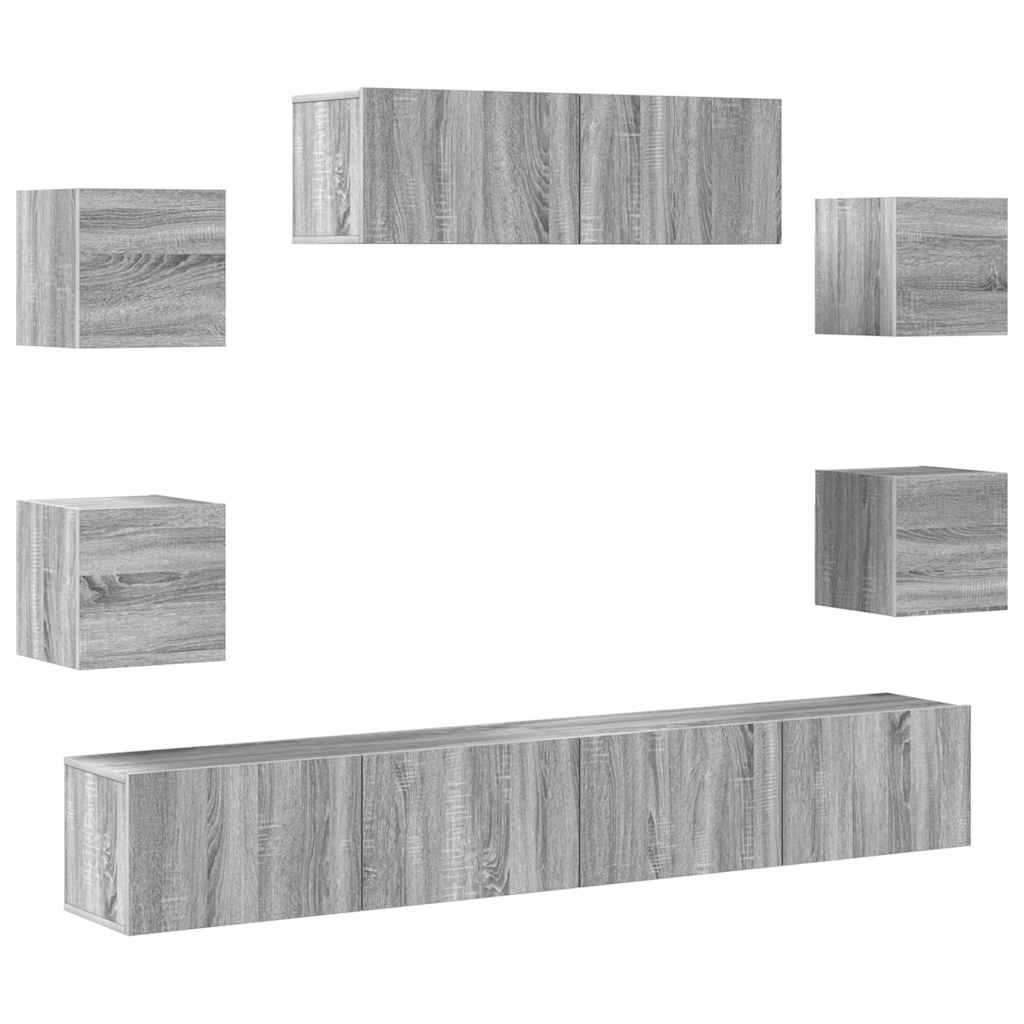 7-tlg. TV-Schrank-Set Grau Sonoma Holzwerkstoff