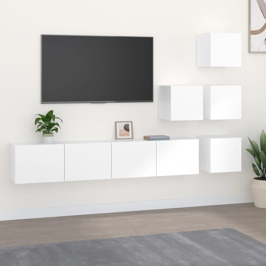 TV-Wandschrank Weiß Holzwerkstoff