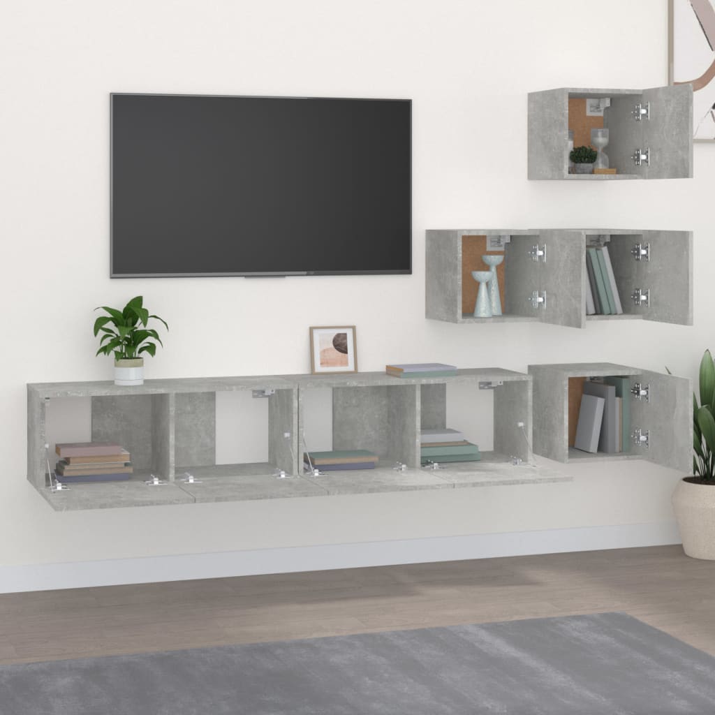 TV-Wandschrank Betongrau Holzwerkstoff
