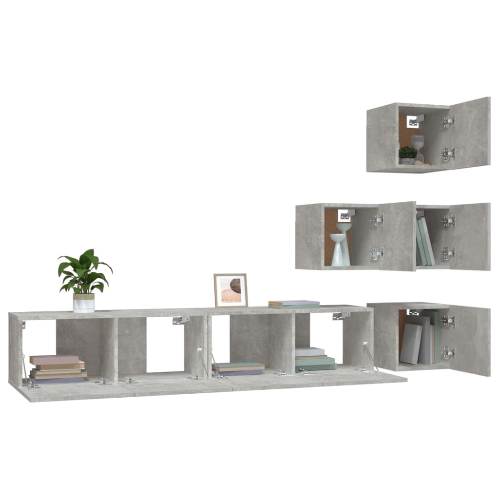 TV-Wandschrank Betongrau Holzwerkstoff