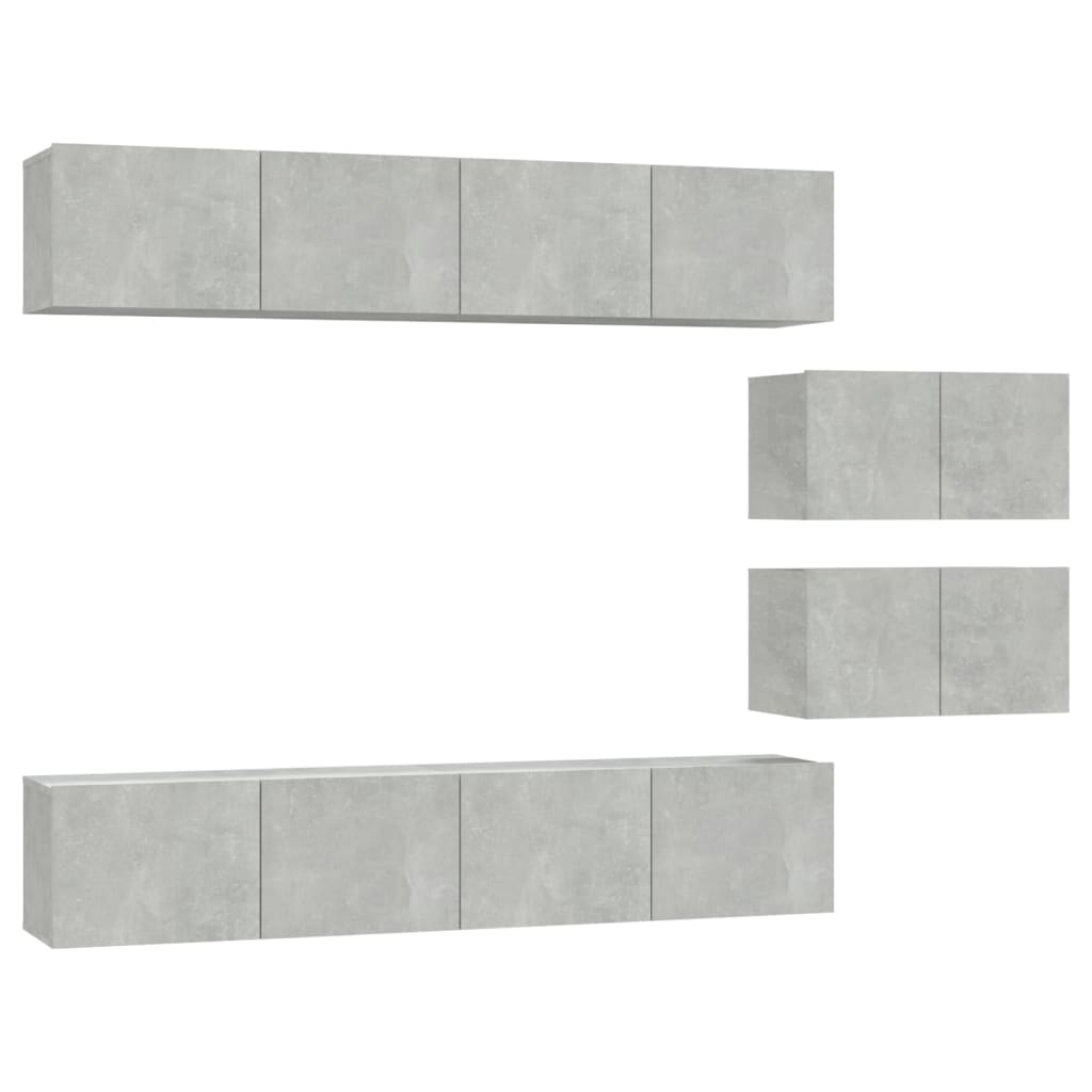 6-tlg. TV-Schrank-Set Betongrau Holzwerkstoff