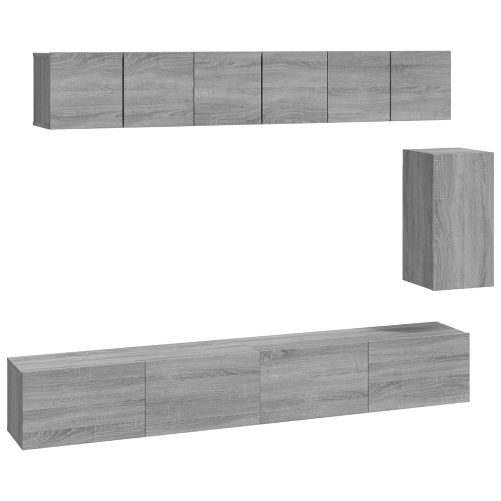 6-tlg. TV-Schrank-Set Grau Sonoma Holzwerkstoff