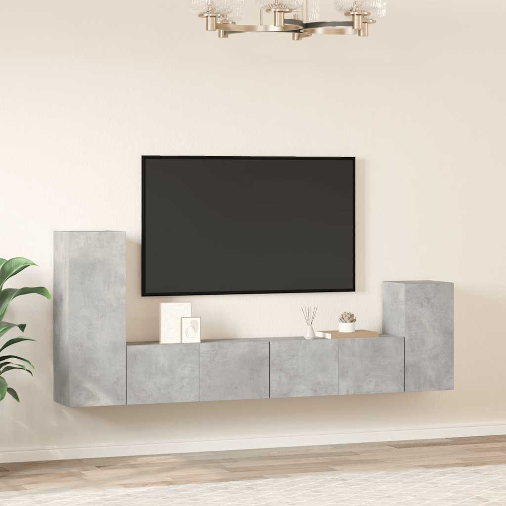 4-tlg. TV-Schrank-Set Betongrau Holzwerkstoff
