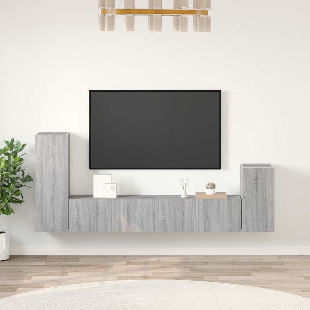 4-tlg. TV-Schrank-Set Grau Sonoma Holzwerkstoff