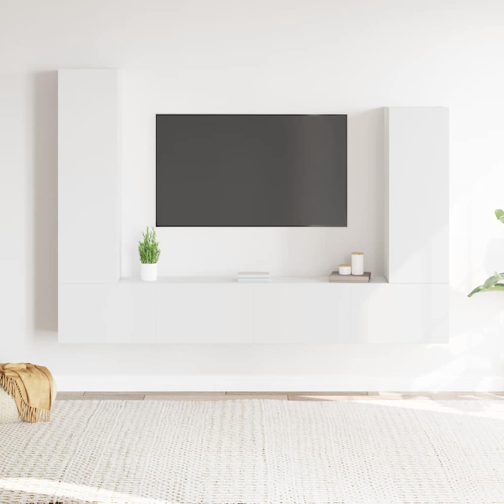 4-tlg. TV-Schrank-Set Weiß Holzwerkstoff