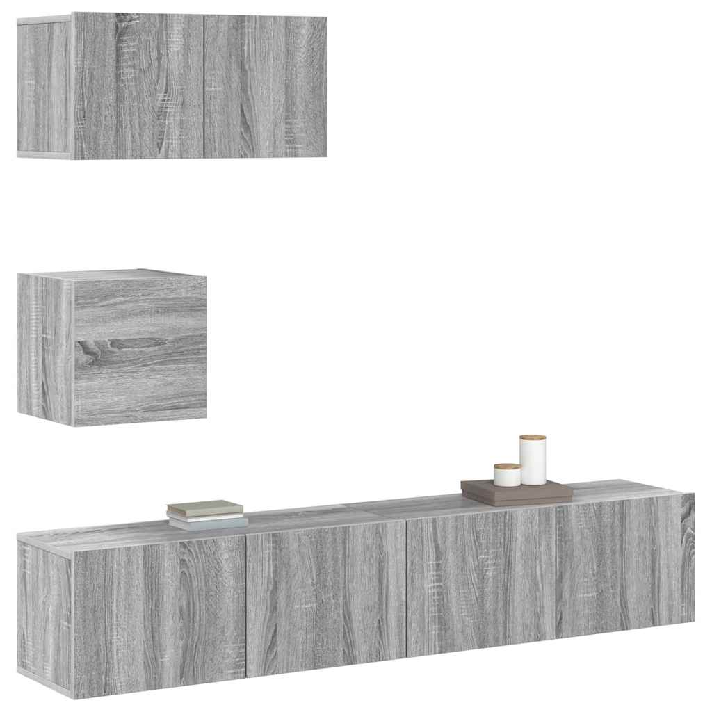 4-tlg. TV-Schrank-Set Grau Sonoma Holzwerkstoff