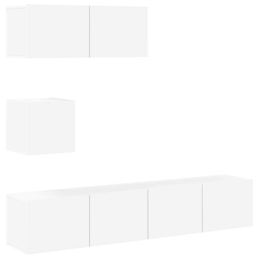 4-tlg. TV-Schrank-Set Weiß Holzwerkstoff