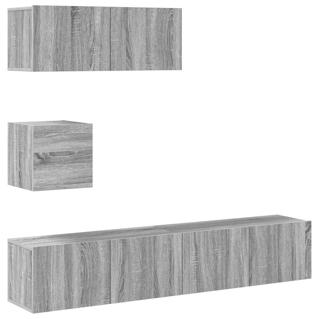 4-tlg. TV-Schrank-Set Grau Sonoma Holzwerkstoff