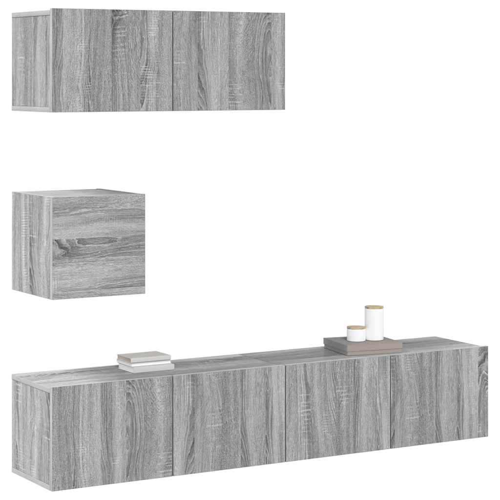 4-tlg. TV-Schrank-Set Grau Sonoma Holzwerkstoff