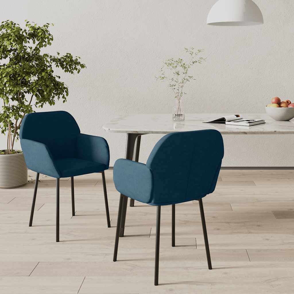 Esszimmerstühle 2 Stk. Blau Samt