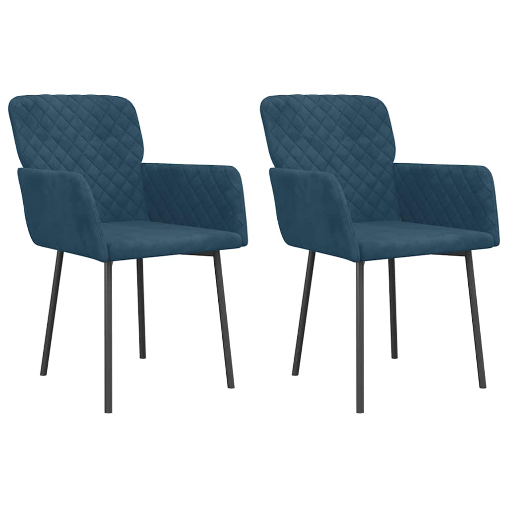 Esszimmerstühle 2 Stk. Blau Samt