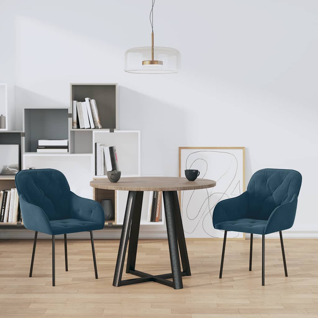 Esszimmerstühle 2 Stk. Blau Samt