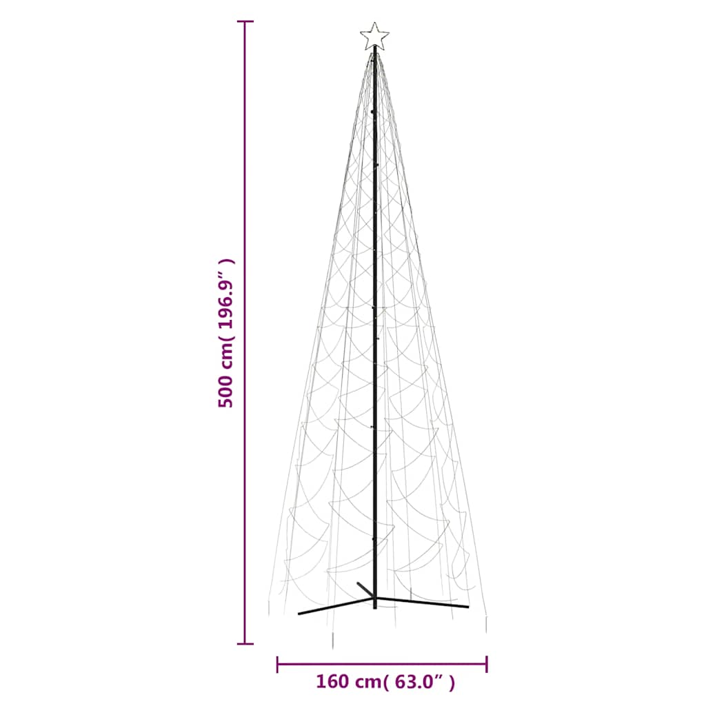 Weihnachtsbaum-Kegel Warmweiß 1400 LEDs 160x500 cm