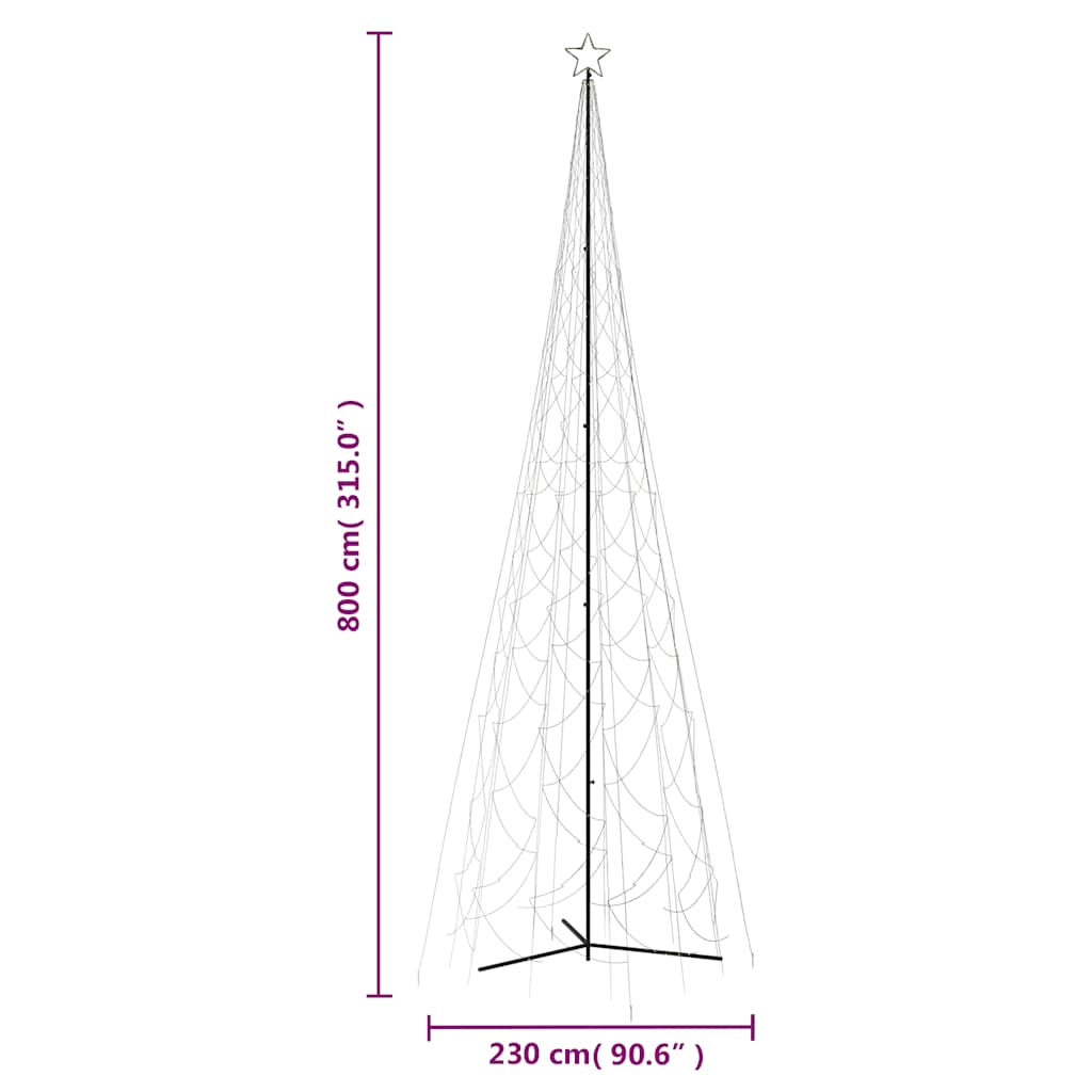 Weihnachtsbaum-Kegel Warmweiß 3000 LEDs 230x800 cm