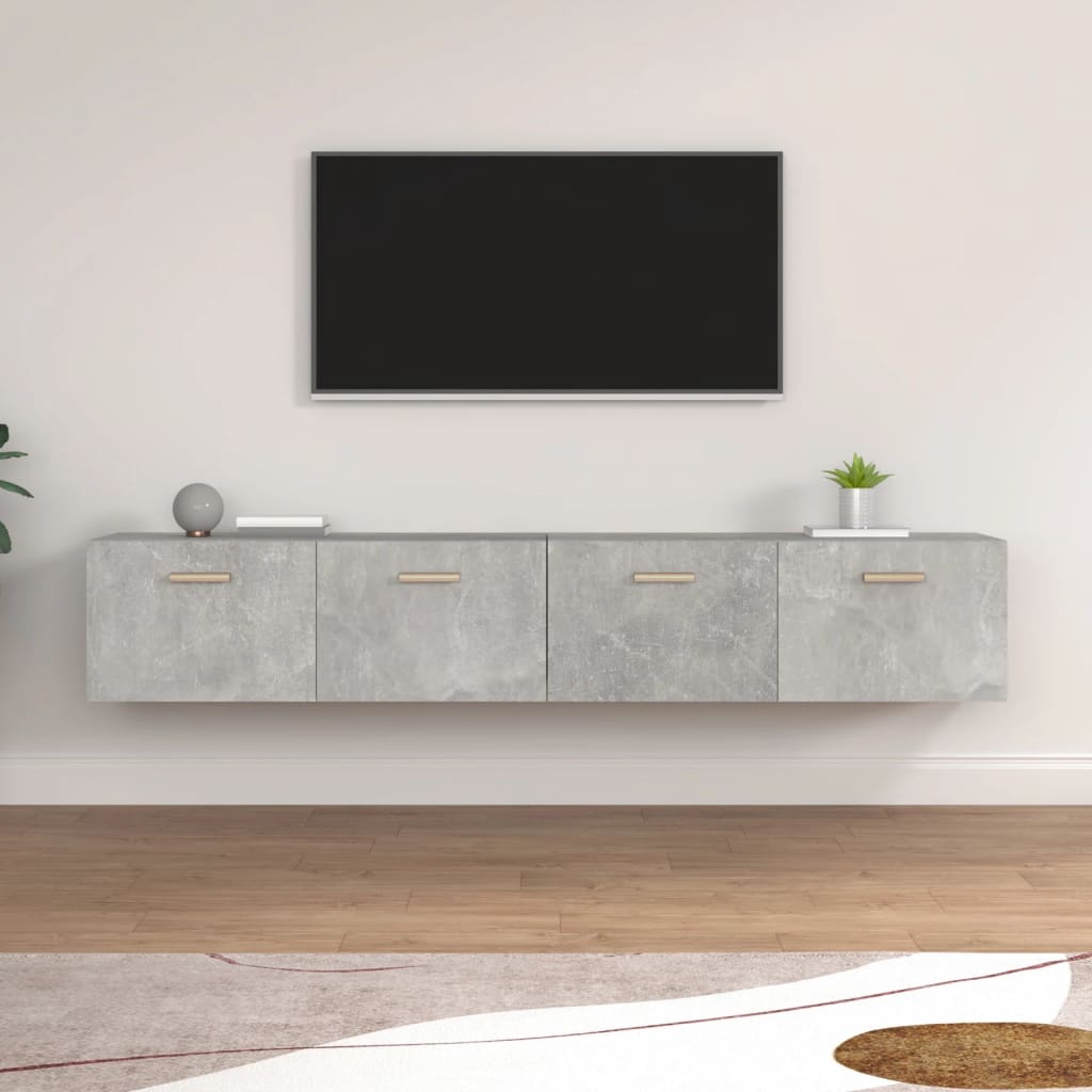 Wandschränke 2 Stk. Betongrau 100x36,5x35 cm Holzwerkstoff