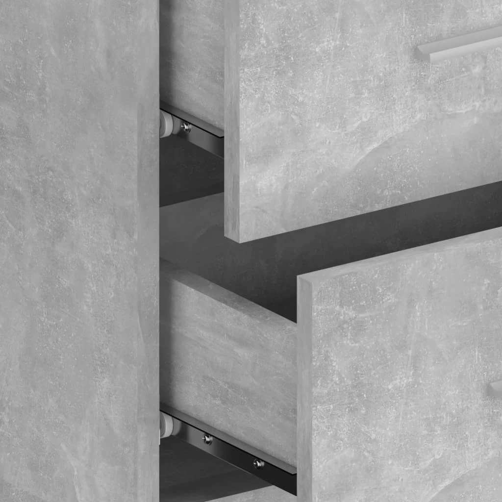 Kopfteil mit Nachttischen Betongrau Holzwerkstoff