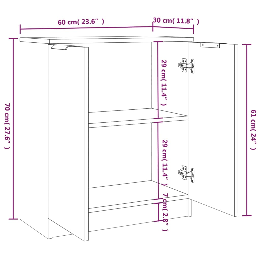 Sideboards 2 Stk Betongrau 60x30x70 cm Holzwerkstoff