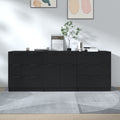 3-tlg. Sideboard Schwarz Holzwerkstoff