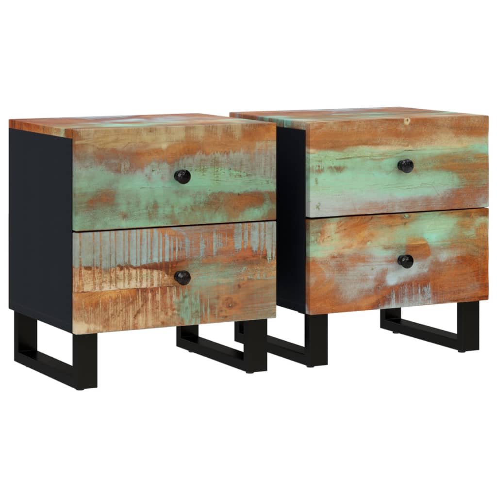 Nachttische 2 Stk. 40x33x46 cm Altholz Massiv