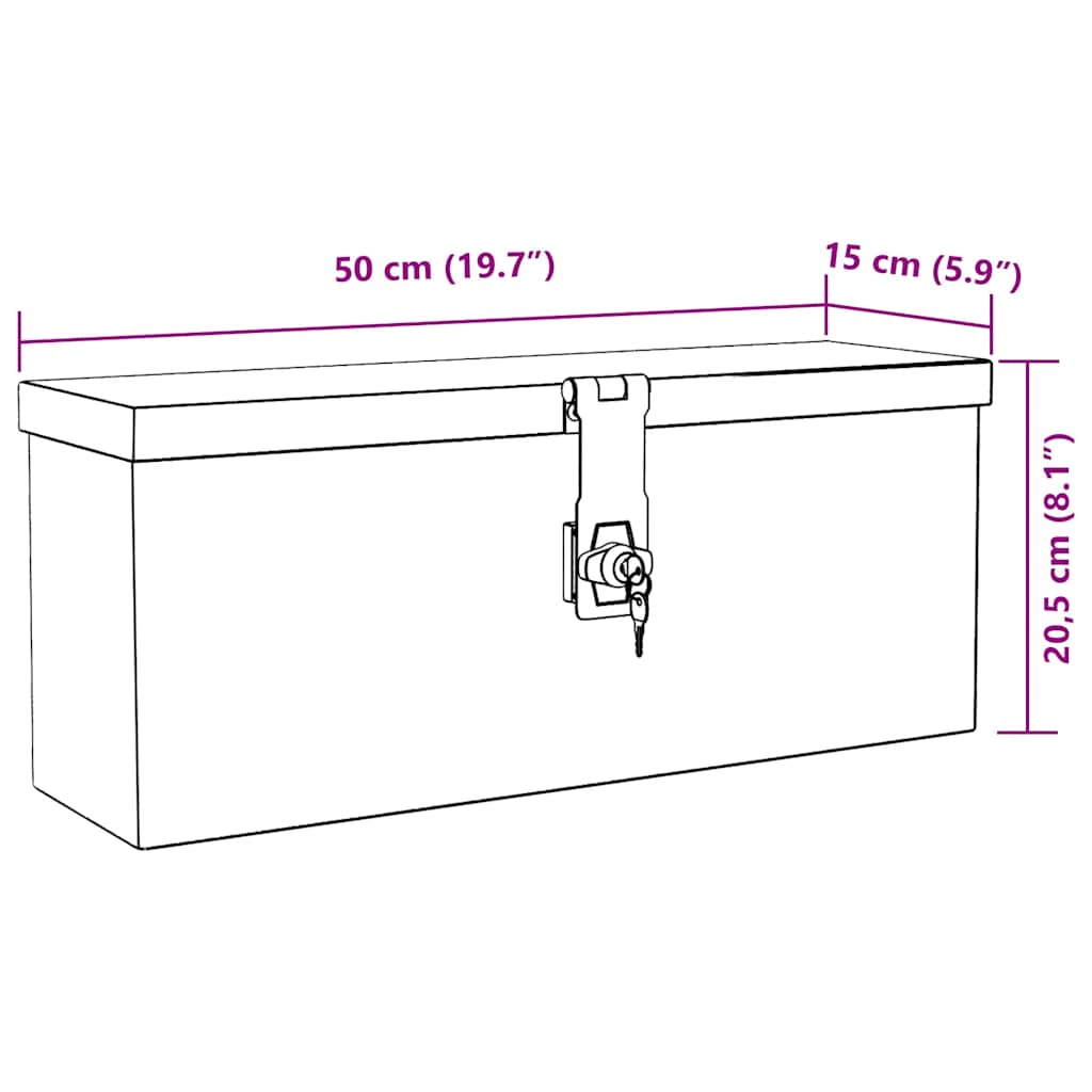 Aufbewahrungsbox Schwarz 50x15x20,5 cm Aluminium
