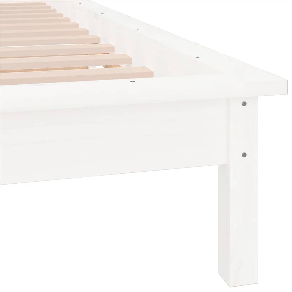 Massivholzbett mit LED-Beleuchtung Weiß 90x200 cm