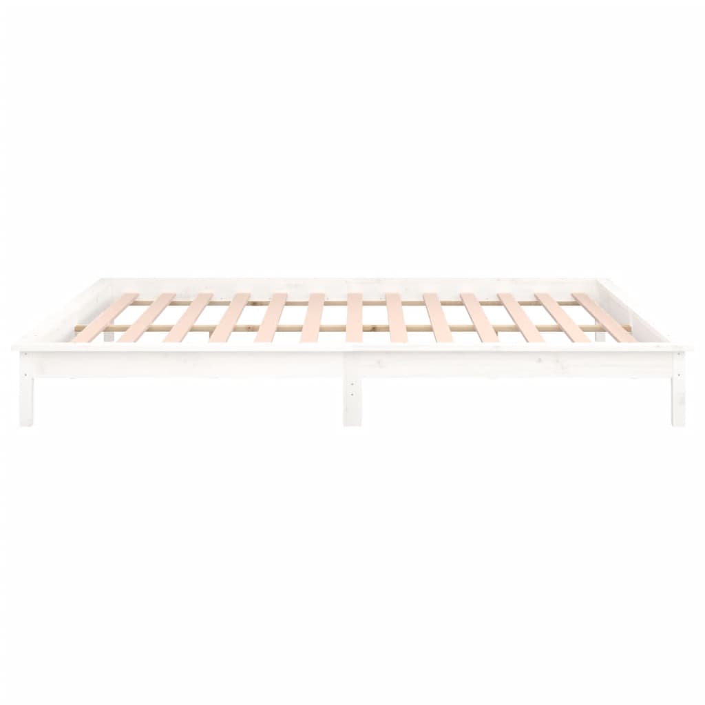 Massivholzbett mit LED-Beleuchtung Weiß 120x200 cm