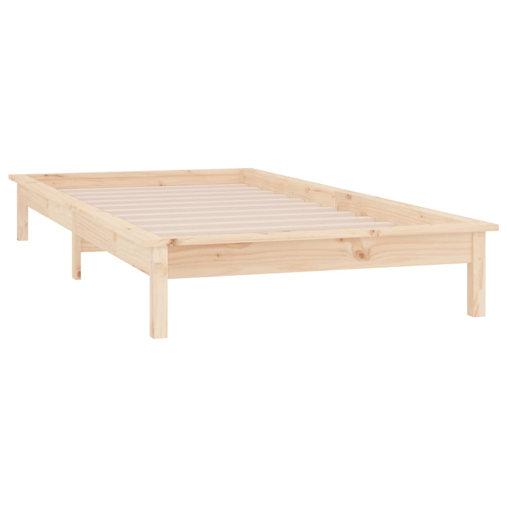 Massivholzbett mit LEDs 75x190 cm