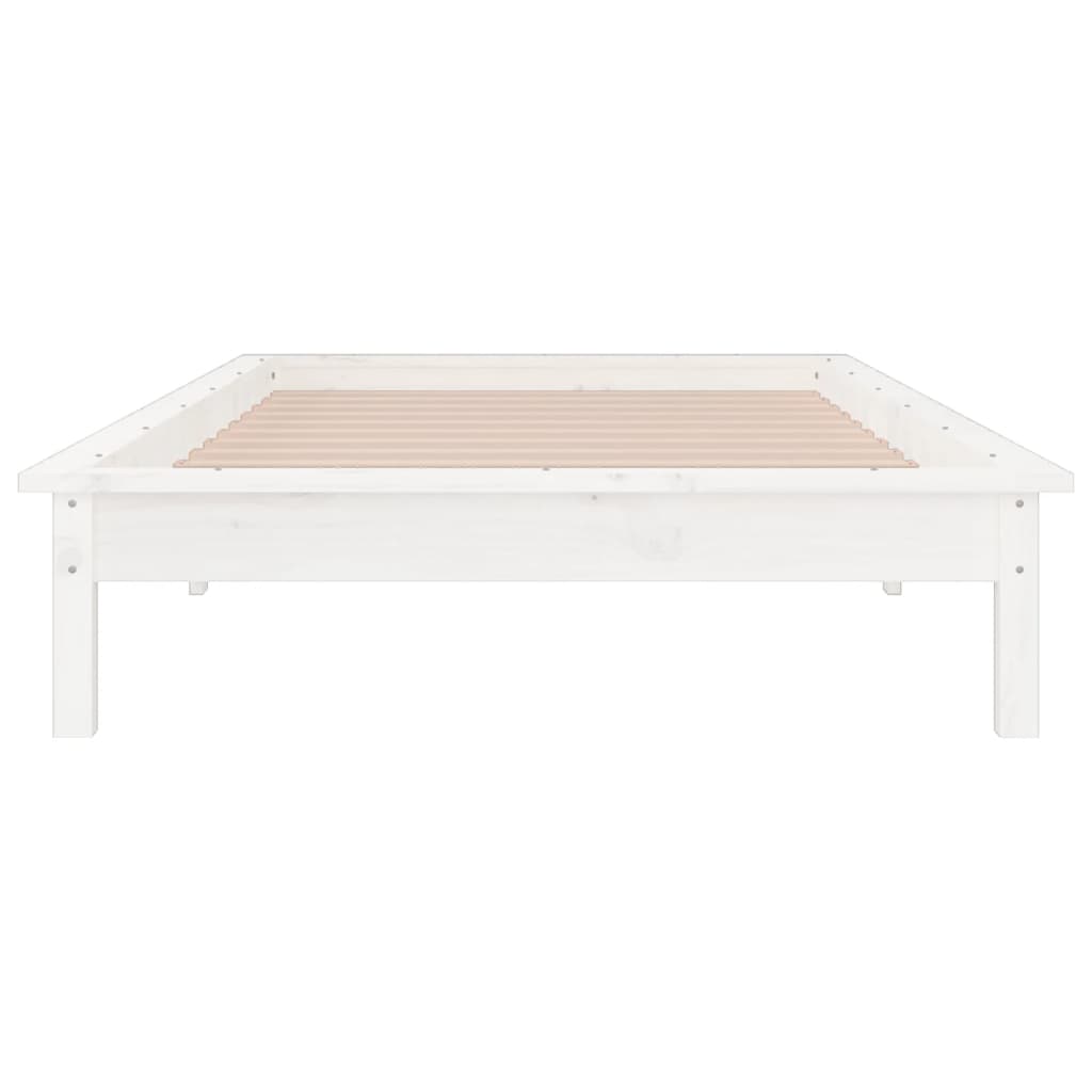 Massivholzbett mit LEDs Weiß 75x190 cm