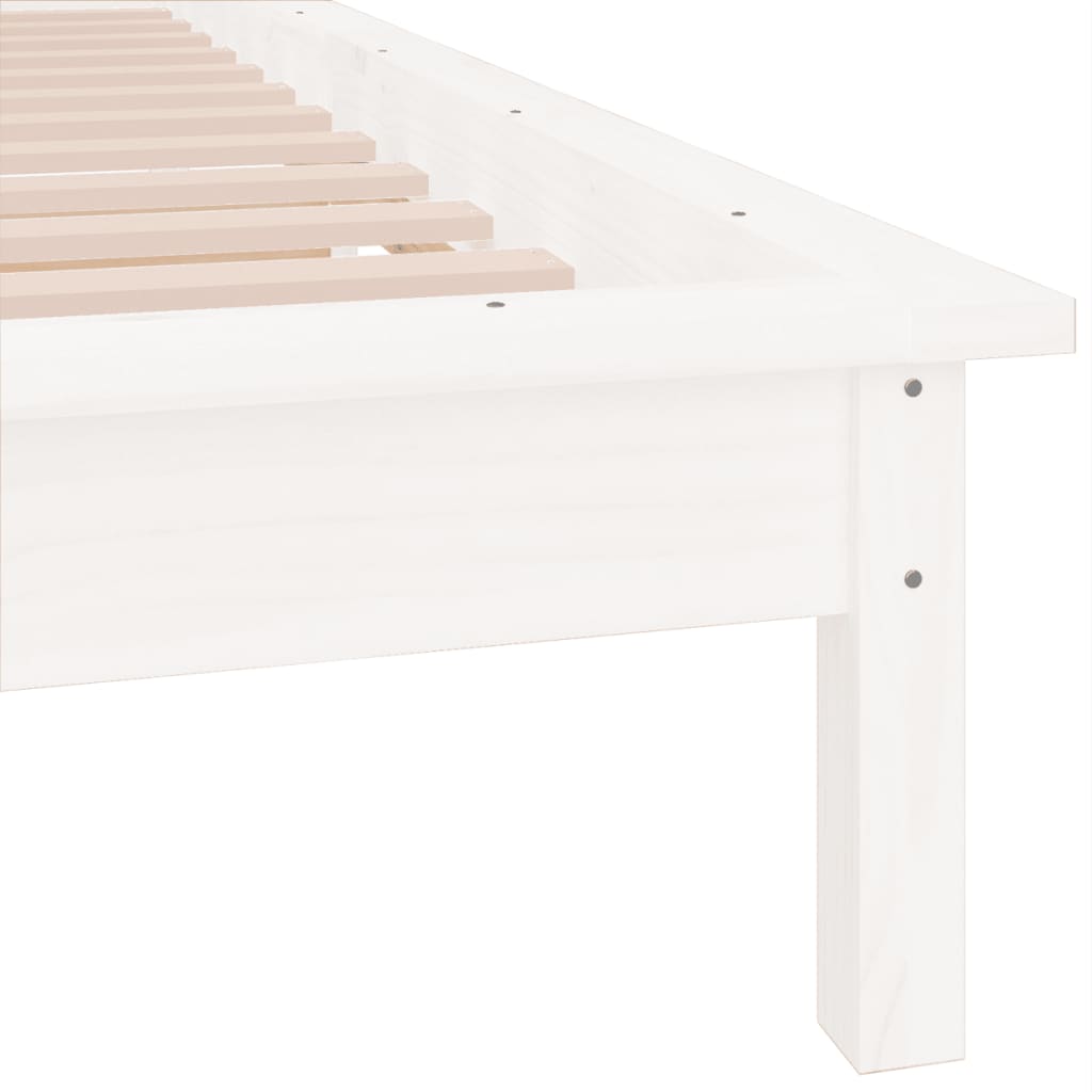 Massivholzbett mit LEDs Weiß 75x190 cm