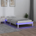 Massivholzbett mit LEDs Weiß 75x190 cm