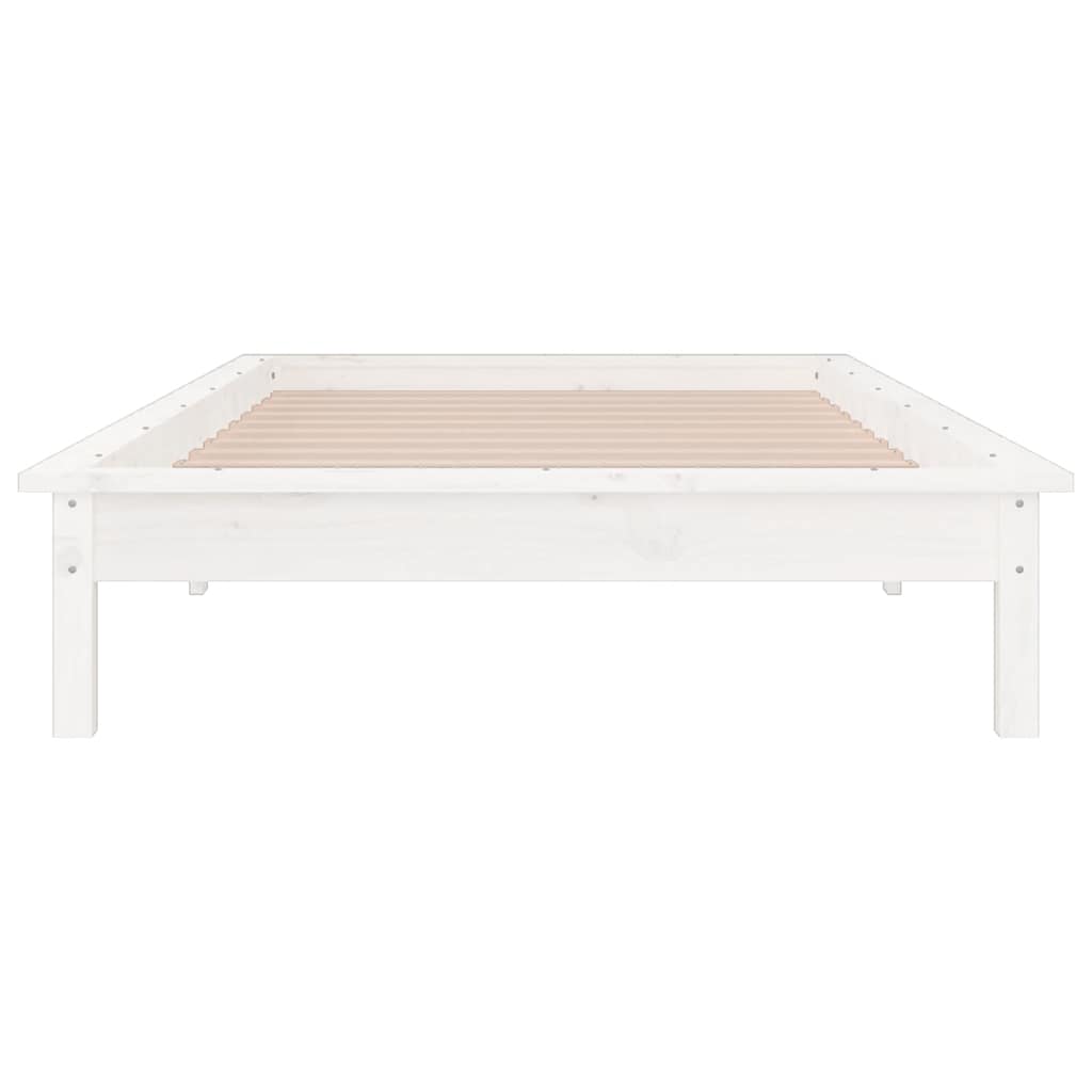 Massivholzbett mit LEDs Weiß 90x190 cm