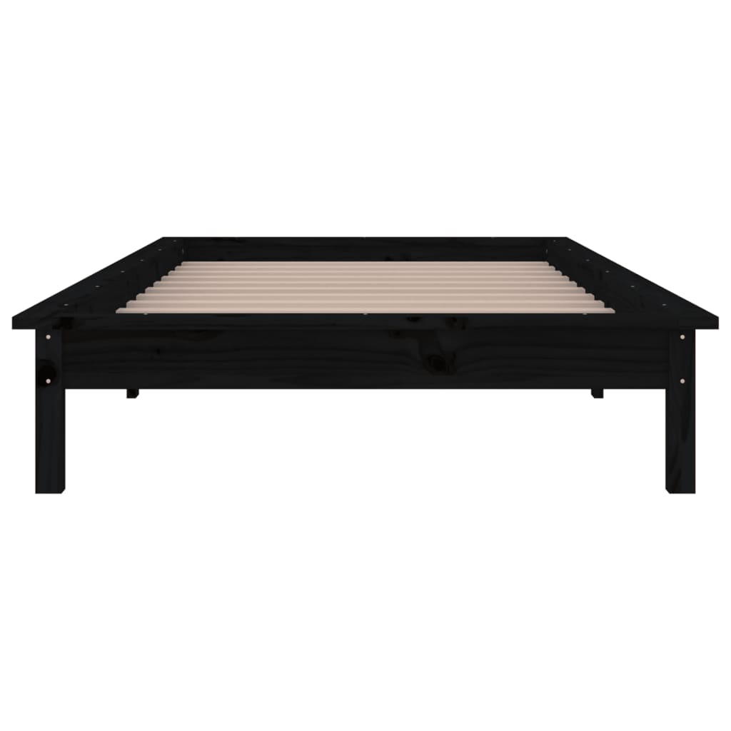 Massivholzbett mit LEDs Schwarz 90x190 cm