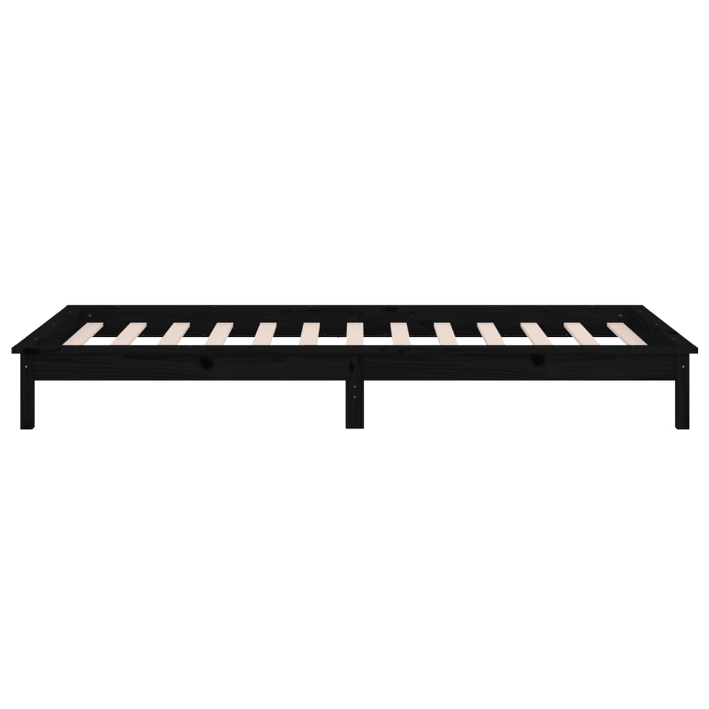 Massivholzbett mit LEDs Schwarz 90x190 cm