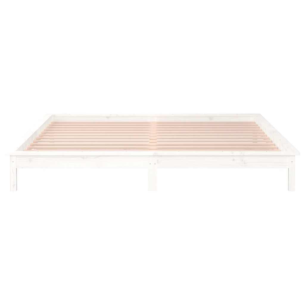Massivholzbett mit LEDs Weiß 120x190 cm