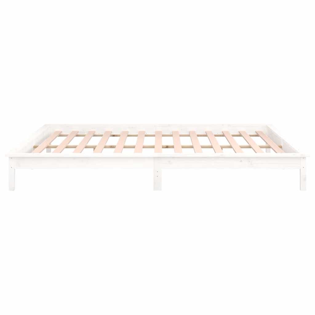 Massivholzbett mit LEDs Weiß 120x190 cm