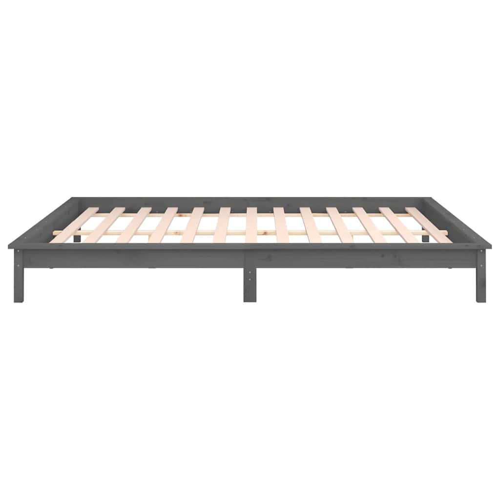 Massivholzbett mit LEDs Grau 120x190 cm