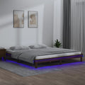 Massivholzbett mit LEDs Honigbraun 135x190 cm