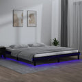Massivholzbett mit LEDs Schwarz 135x190 cm