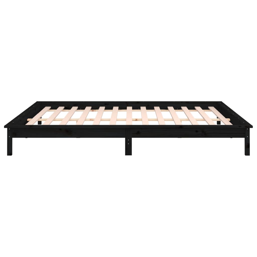 Massivholzbett mit LEDs Schwarz 140x190 cm