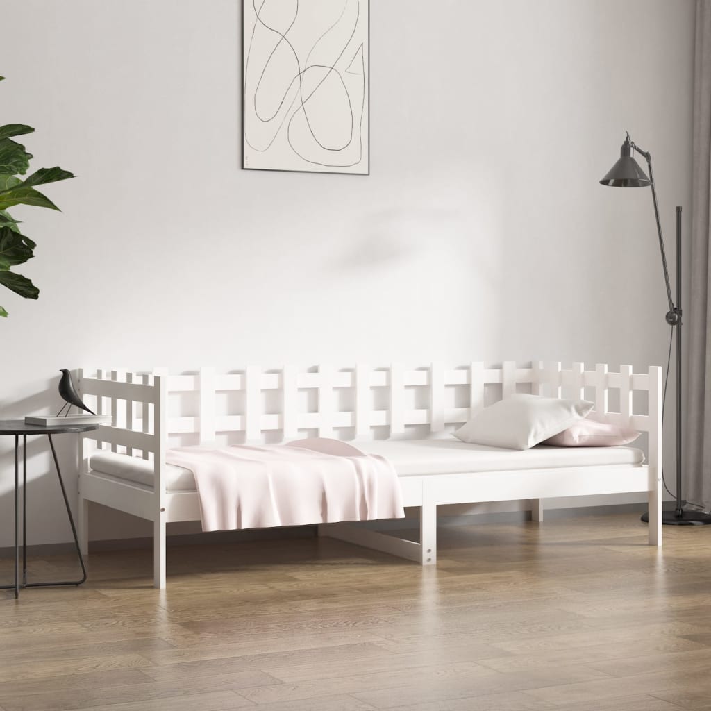 Tagesbett ohne Matratze Weiß 80x200 cm Massivholz Kiefer