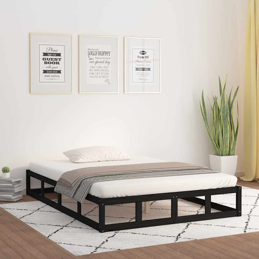 Massivholzbett Schwarz 140x190 cm