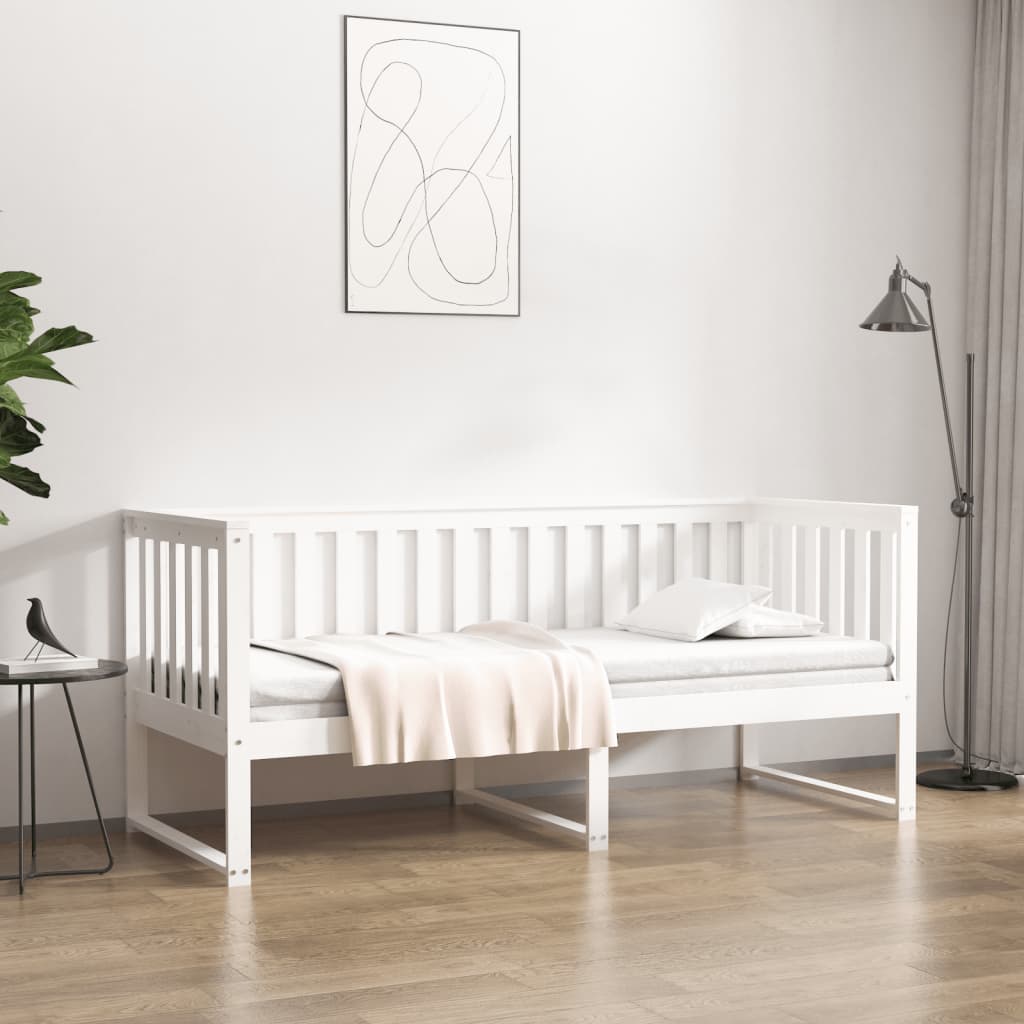 Tagesbett ohne Matratze Weiß 75x190 cm Massivholz Kiefer