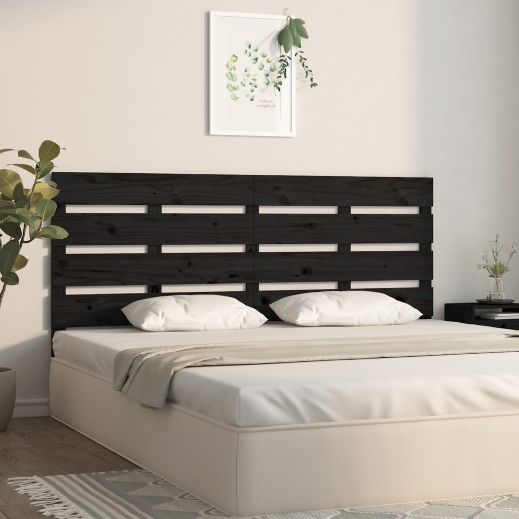 Kopfteil Schwarz 180x3x80 cm Massivholz Kiefer