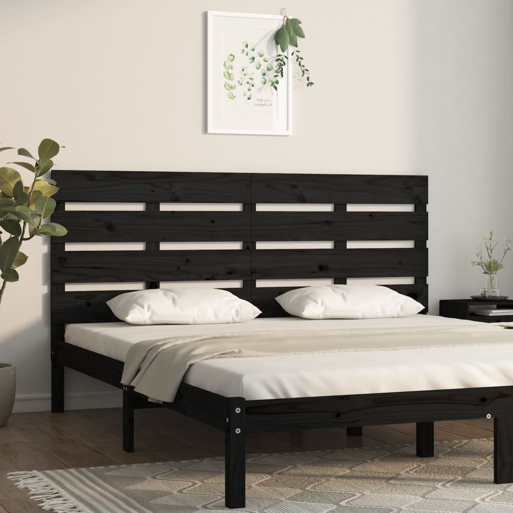 Kopfteil Schwarz 180x3x80 cm Massivholz Kiefer
