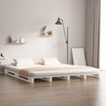 Palettenbett Weiß 180x200 cm Massivholz